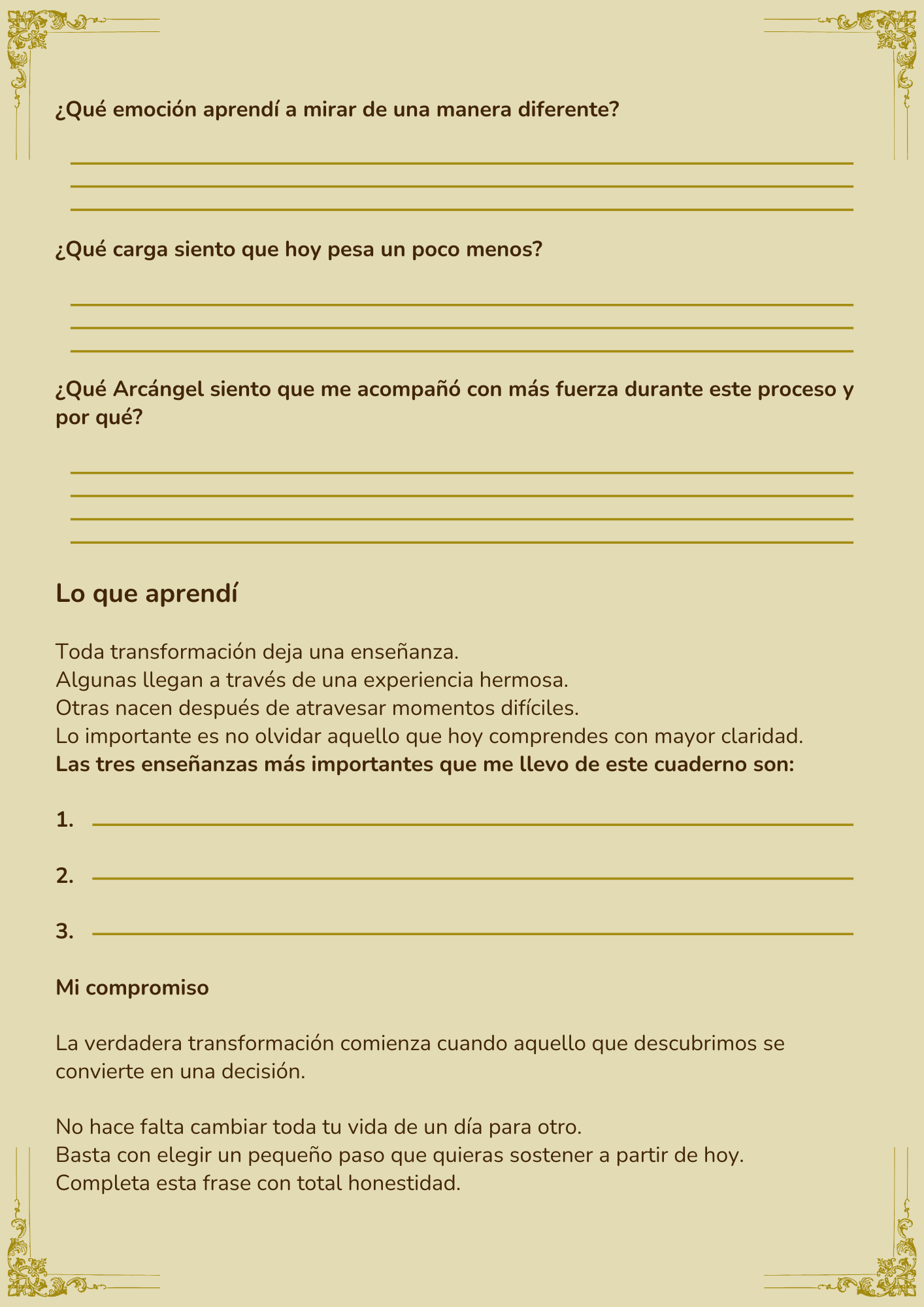 Página del Cuaderno de Sanación